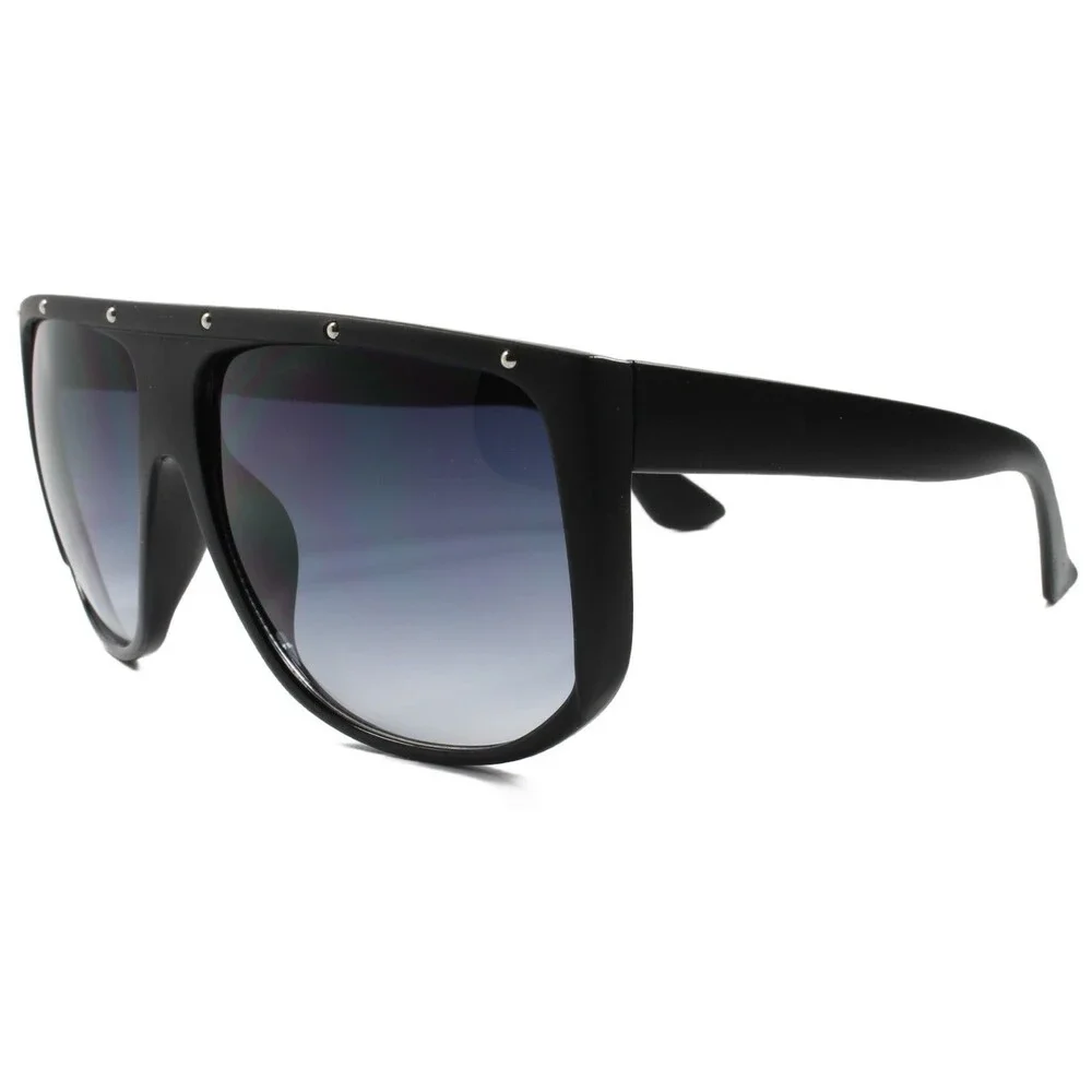 Classic Look Rich 80s Hip Hop Flat Top Oversized Square Sunglasses Black Frame